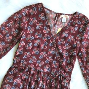 Band/Gypsies Maroon & Baby Blue Floral Romper Wrap